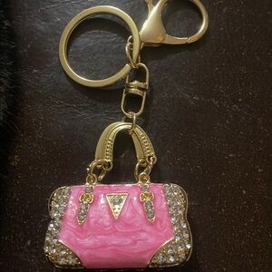 Pink and Gold Handbag Keychain